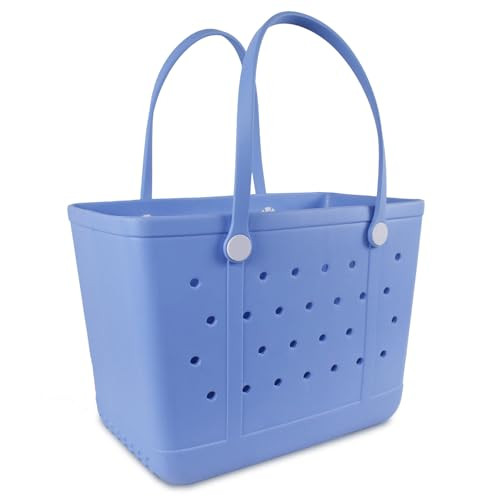 Urvczza Lightweight Rubber Beach Bag Large Waterproof Washable Tote Bag (lake blue) | Amazon (US)