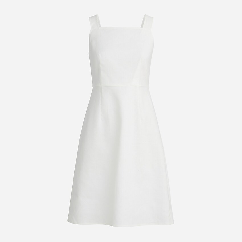 Squareneck A-line dress in stretch linen | J. Crew US