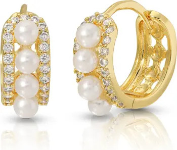 Joy Dravecky Vivian Imitation Pearl Huggie Hoop Earrings | Nordstrom | Nordstrom