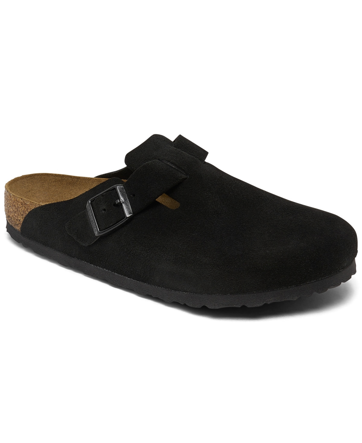Birkenstock Men's Boston Soft Footbed Suede Leather Clogs from Finish Line - Black | Macy's