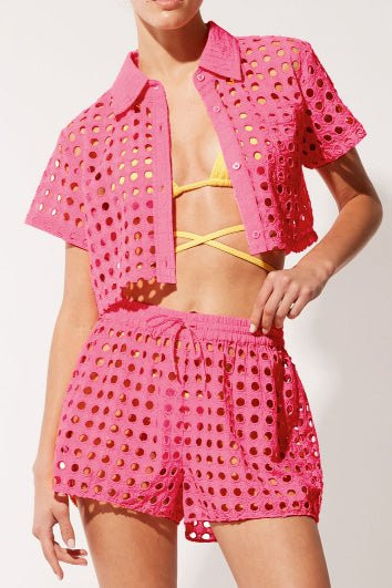 The Cropped Cabana Shirt in Hibiscus | Solid & Striped