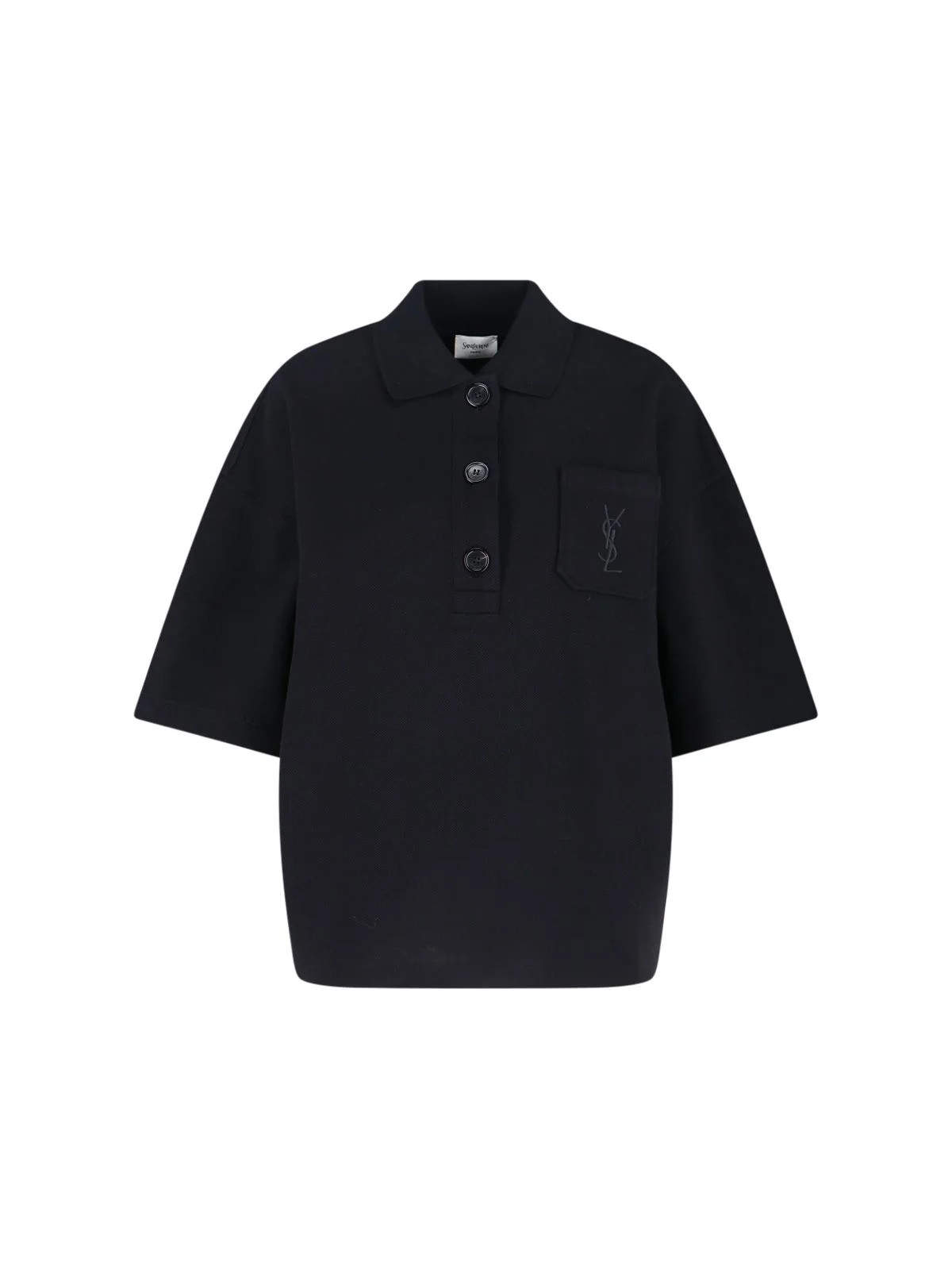 Saint Laurent Cassandre Logo Embroidered Polo Shirt | Cettire Global