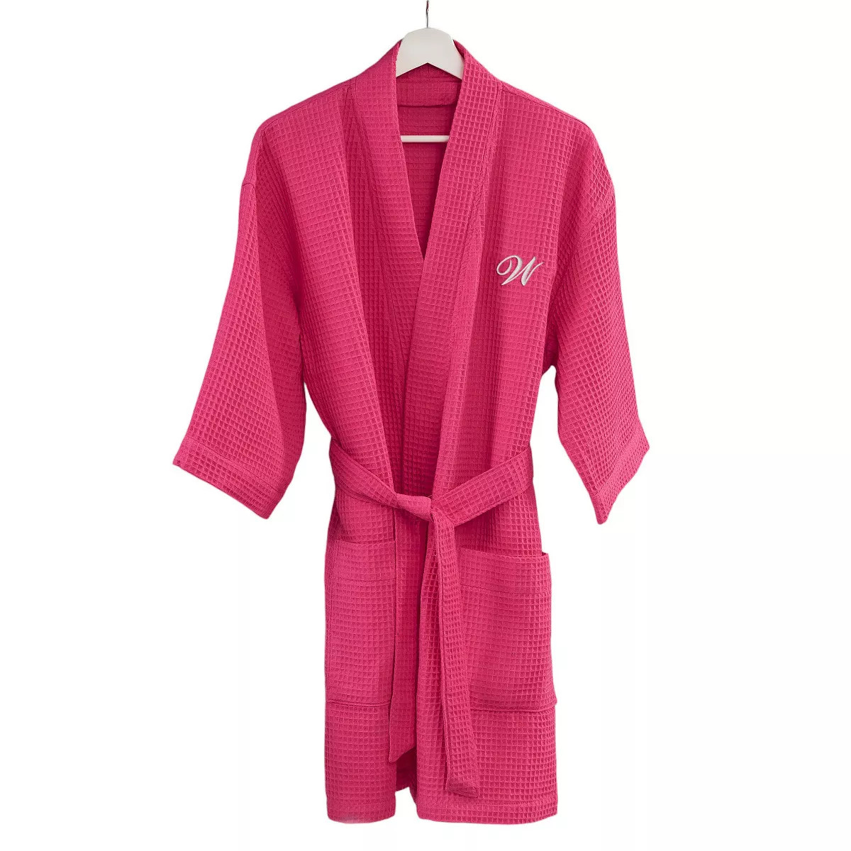 Personalization Mall Embroidered Waffle Weave Robe - Hot Pink | Target