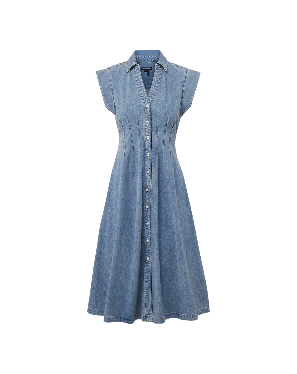 Ruben Denim Midi Dress in Light Blue Denim | Veronica Beard | Veronica Beard