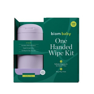 Biom 99% Water Hypoallergenic Baby Starter Kit - Lilac - Fragrance Free - 120ct: Refillable Container, Contains Aloe, Contains Vitamin E | Target
