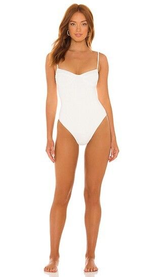 Bea One Piece in Plain White Textured | Revolve Clothing (Global)