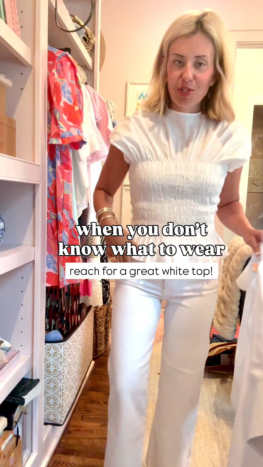 Great white tops!

Sizing 
One I’m wearing - xs 
Boxy blouse - s
Sleeveless - s
Casual- xs
Oversized- xs

#LTKdayinmylife #LTKootd #LTKstorytime