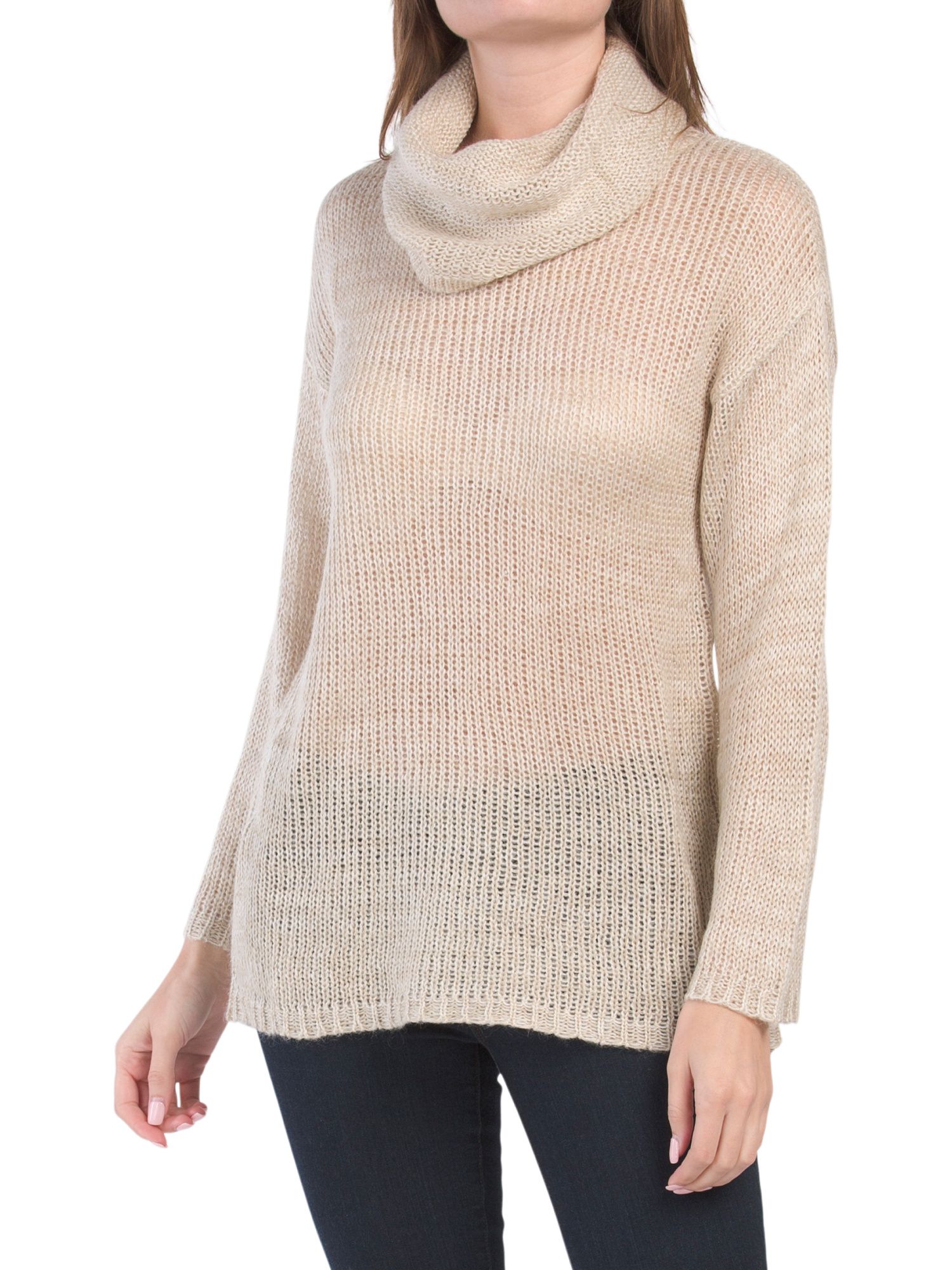 Long Sleeve Heathered Wool Blend Tunic Sweater | TJ Maxx