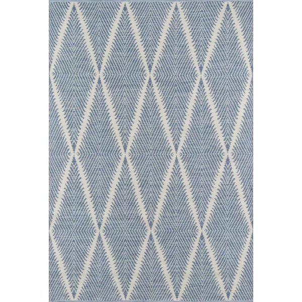 River Geometric Handmade Flatweave Denim Area Rug | Wayfair Professional