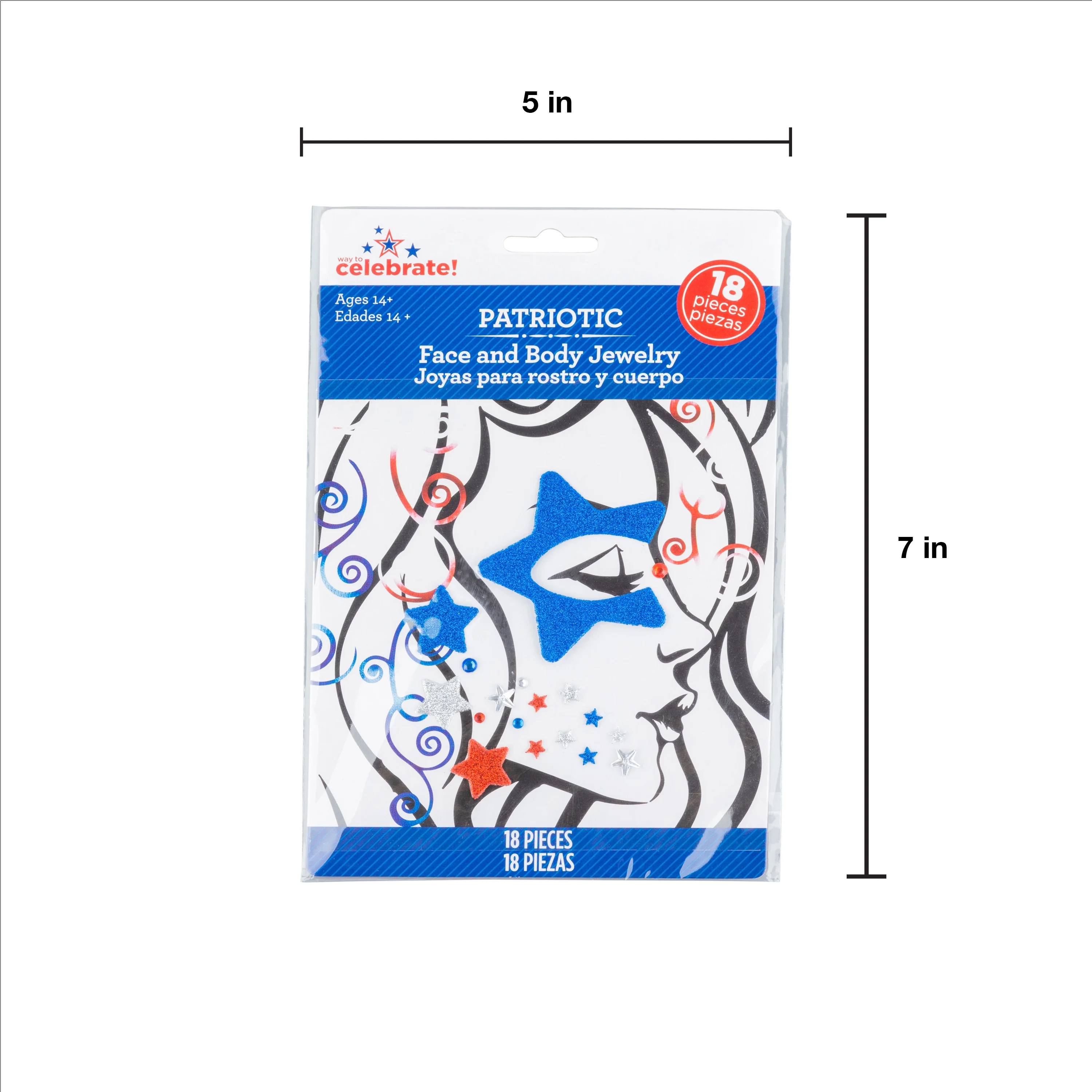 Way to Celebrate Patriotic Face Faux Tattoos and Gems - Walmart.com | Walmart (US)