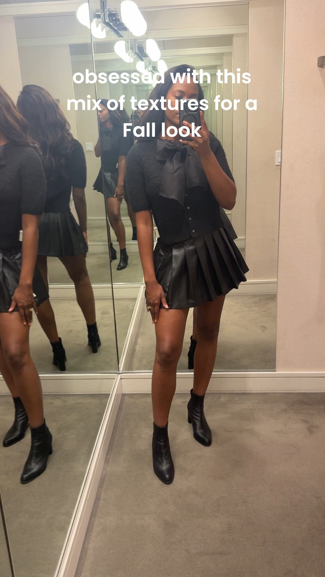 Shopped at Nordstrom today and thought this Naked Wardrobe A line faux leather mini skirt  and ASTR the label cable knit sweater is such a cute pairing! 

#LTKFallSale #LTKStyleTip