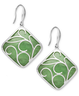 Dyed Jade Swirl Overlay Earrings in Sterling Silver | Macy's