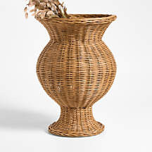 Alford Tall Brown Woven Rattan Vase 19" + Reviews | Crate & Barrel | Crate & Barrel