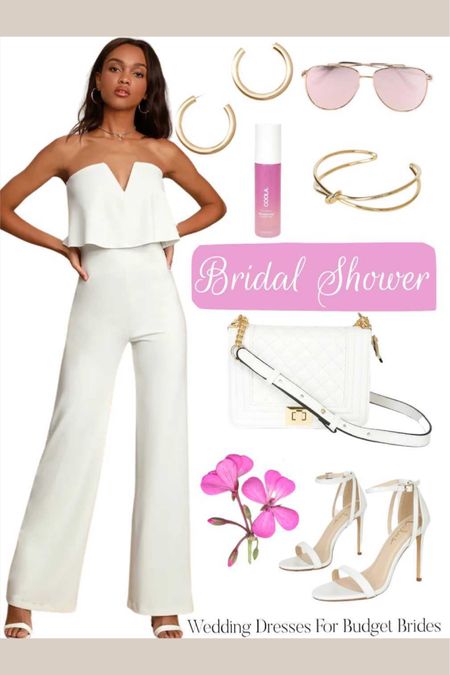 Bridal shower outfit for the bride to be.

#wedding #whitejumpsuit #sandals #weddingjumpsuit #bridaljumpsuit

#LTKitbag #LTKwedding #LTKshoecrush