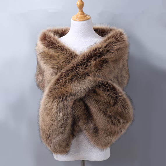 Hand-sewn Faux Fur Bridal Body Fur Wrap Bridal Faux Fur Shawl Bridal Fur Shawl Shawl Wedding Faux... | Etsy (US)