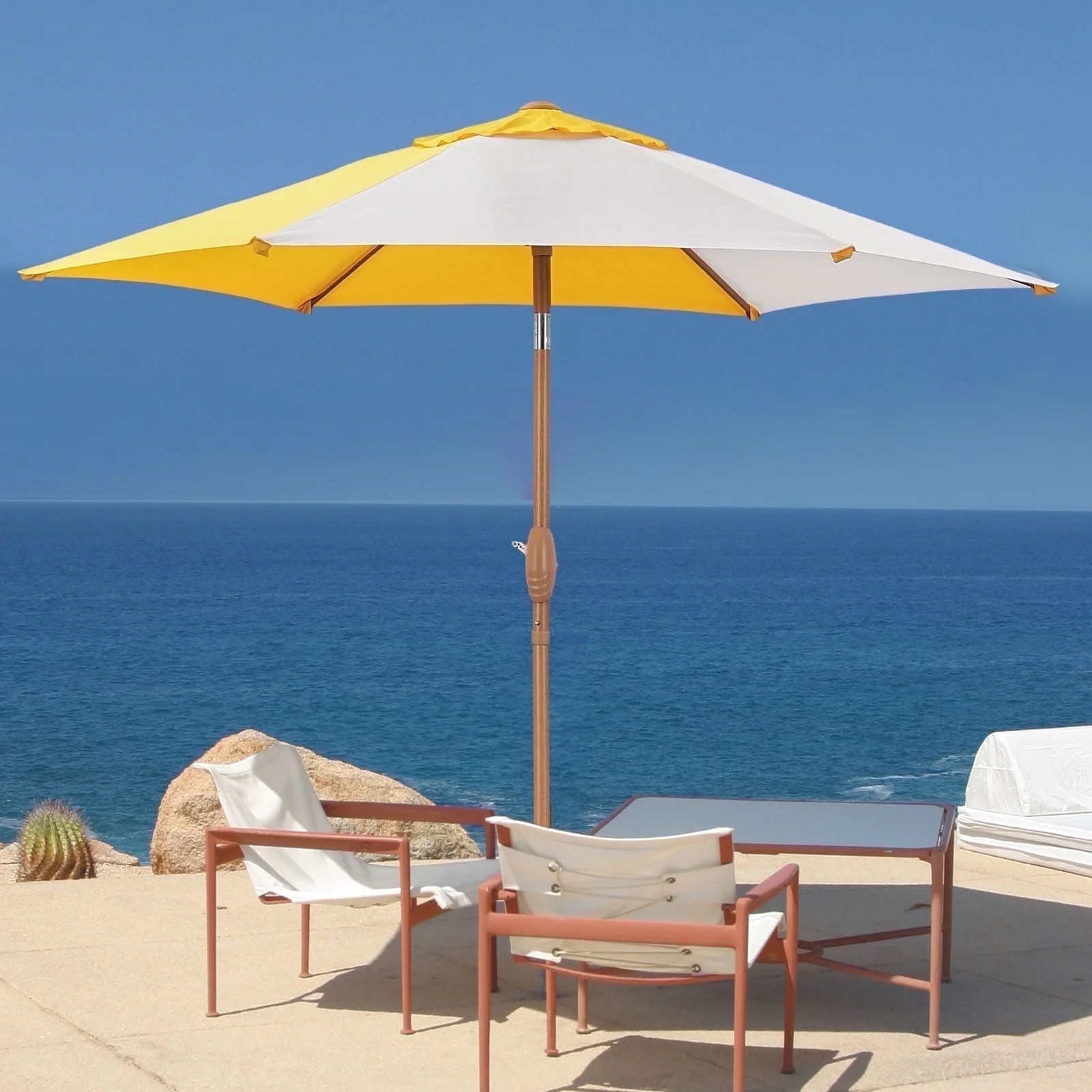 Ainfox 7 ft Beach Round Market Patio Umbrellas, UV Resistant - Walmart.com | Walmart (US)
