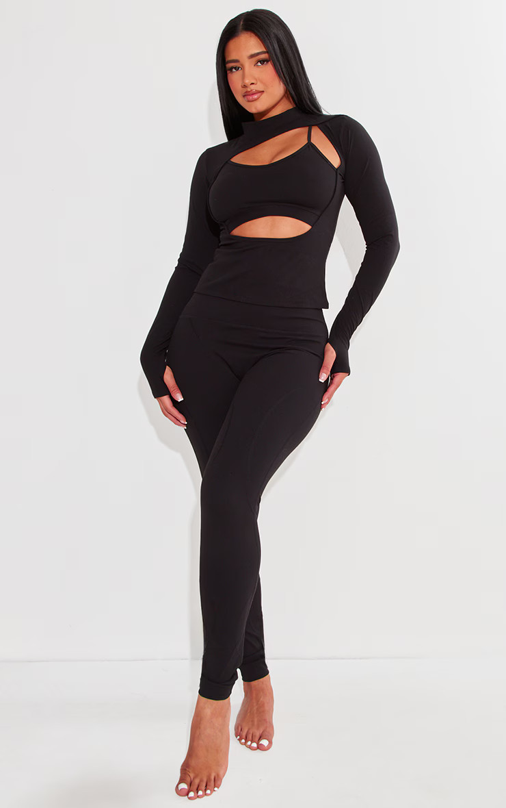 Shape Black Sculpted Seam Detail High Waist Leggings | PrettyLittleThing UK