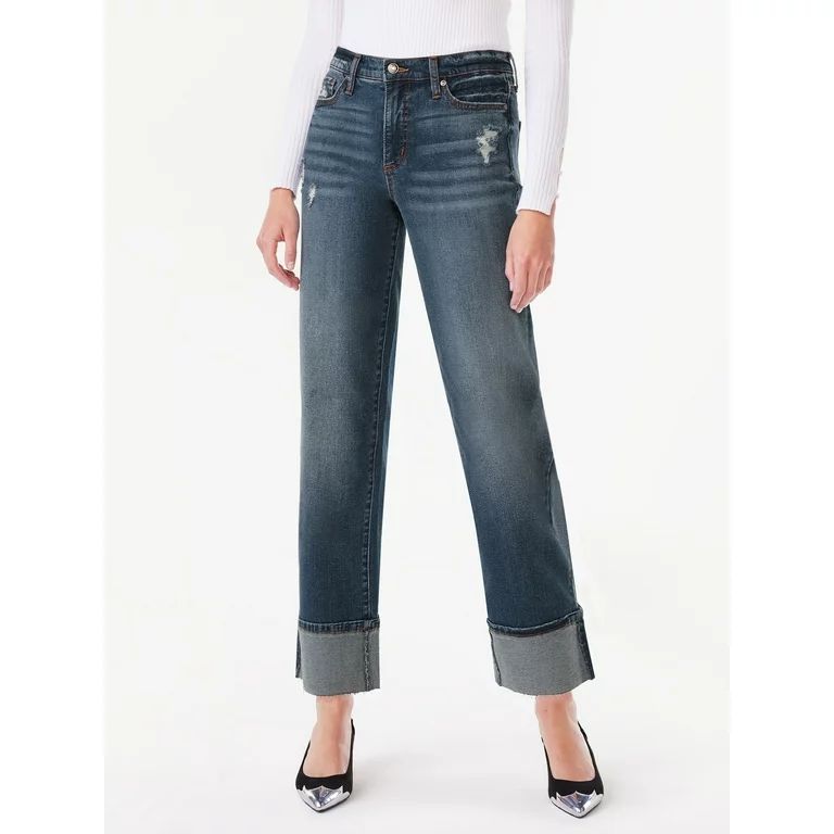 Scoop Women's Benton High Rise Cuffed Ankle Jeans, Sizes 0-18 | Walmart (US)