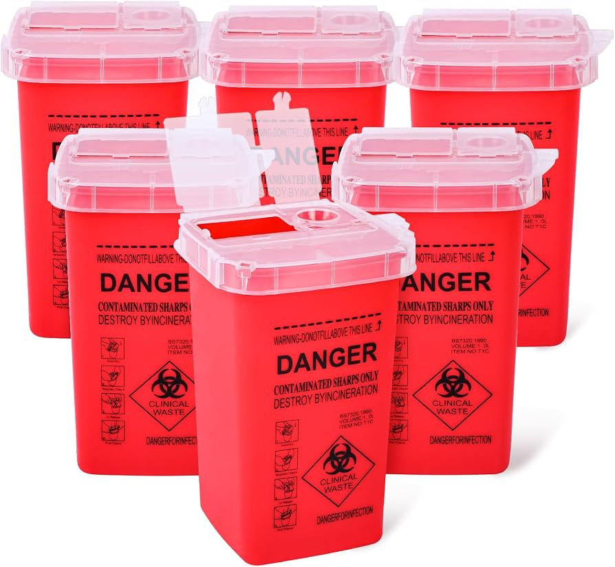 1 Quart (6-Pack) Sharps Container for Home Use, Needle Disposal Containers, Biohazard Containers,... | Amazon (US)