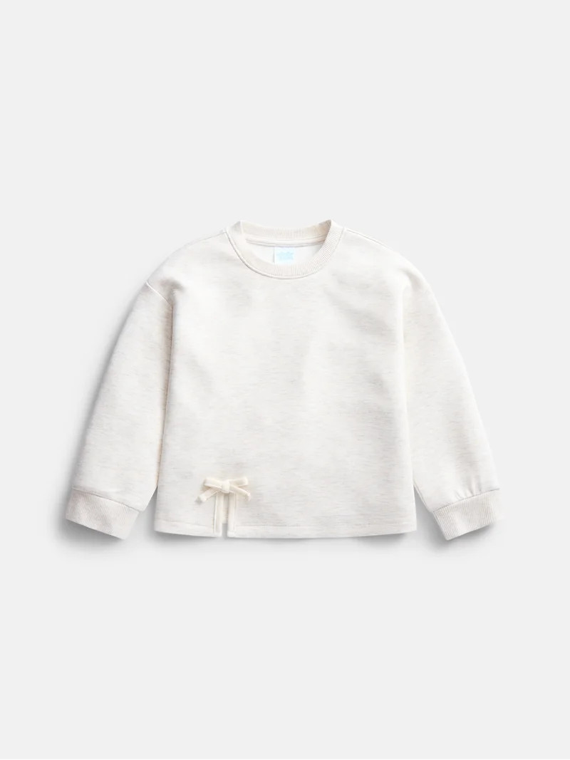Wonder Nation Toddler Girls Crewneck Sweatshirt with Bow, Sizes 12M-5T | Walmart (US)