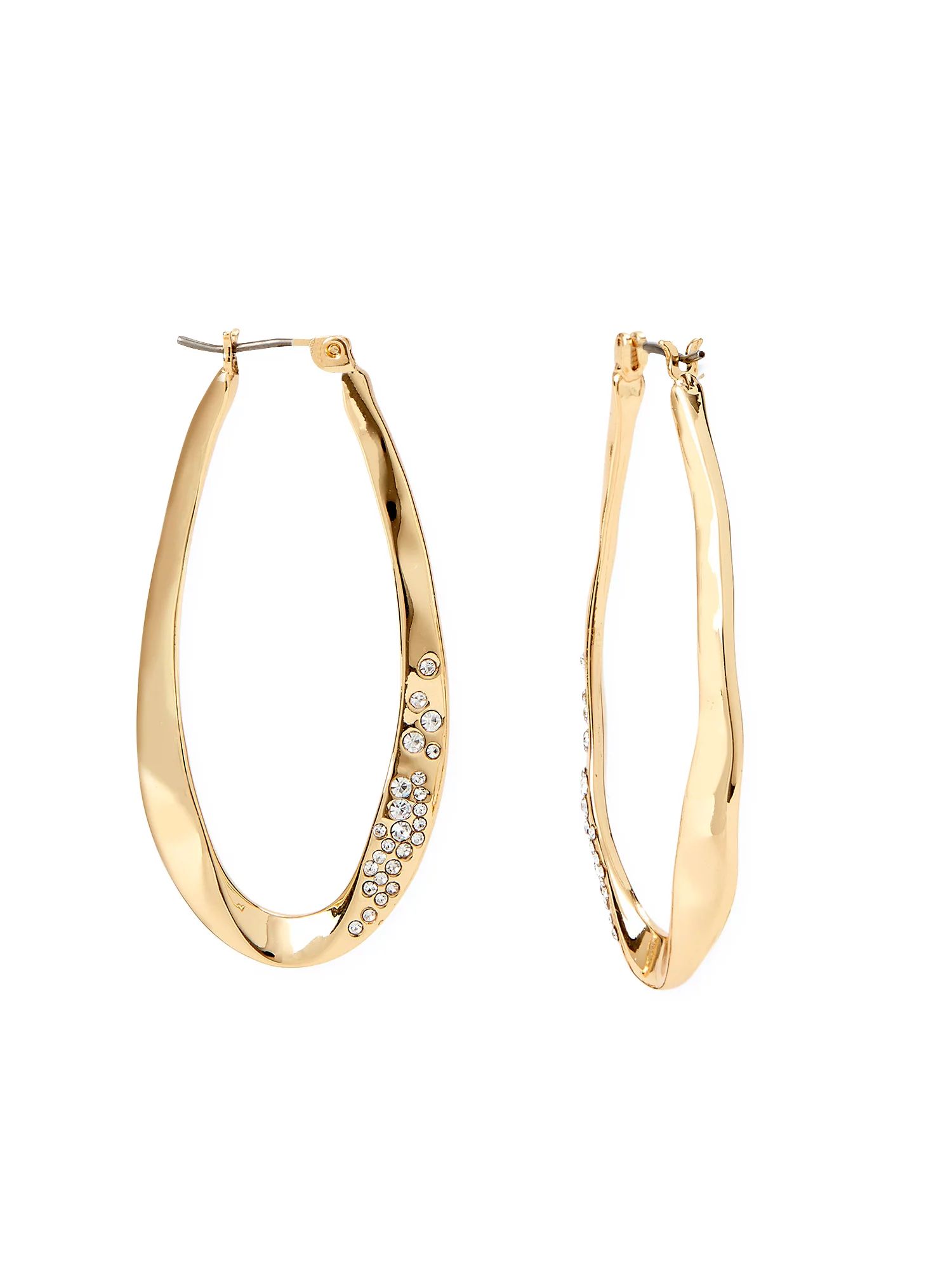 Sofia Jewelry by Sofia Vergara Women's Gold-Tone Pavé Hoop Earrings - Walmart.com | Walmart (US)