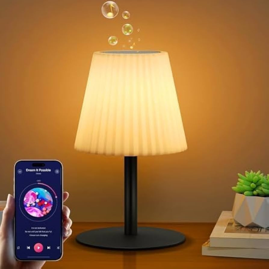 Shower Lamp with Dual Pairing Speaker, IP44 Waterproof Outdoor Rechargeable Table Lamp with RGB L... | Amazon (US)