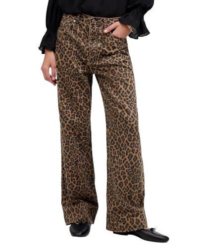 YEXPINE Women's Leopard Printed Jeans Full Length Mid Rise Cheetah Print Demin Pants | Amazon (US)