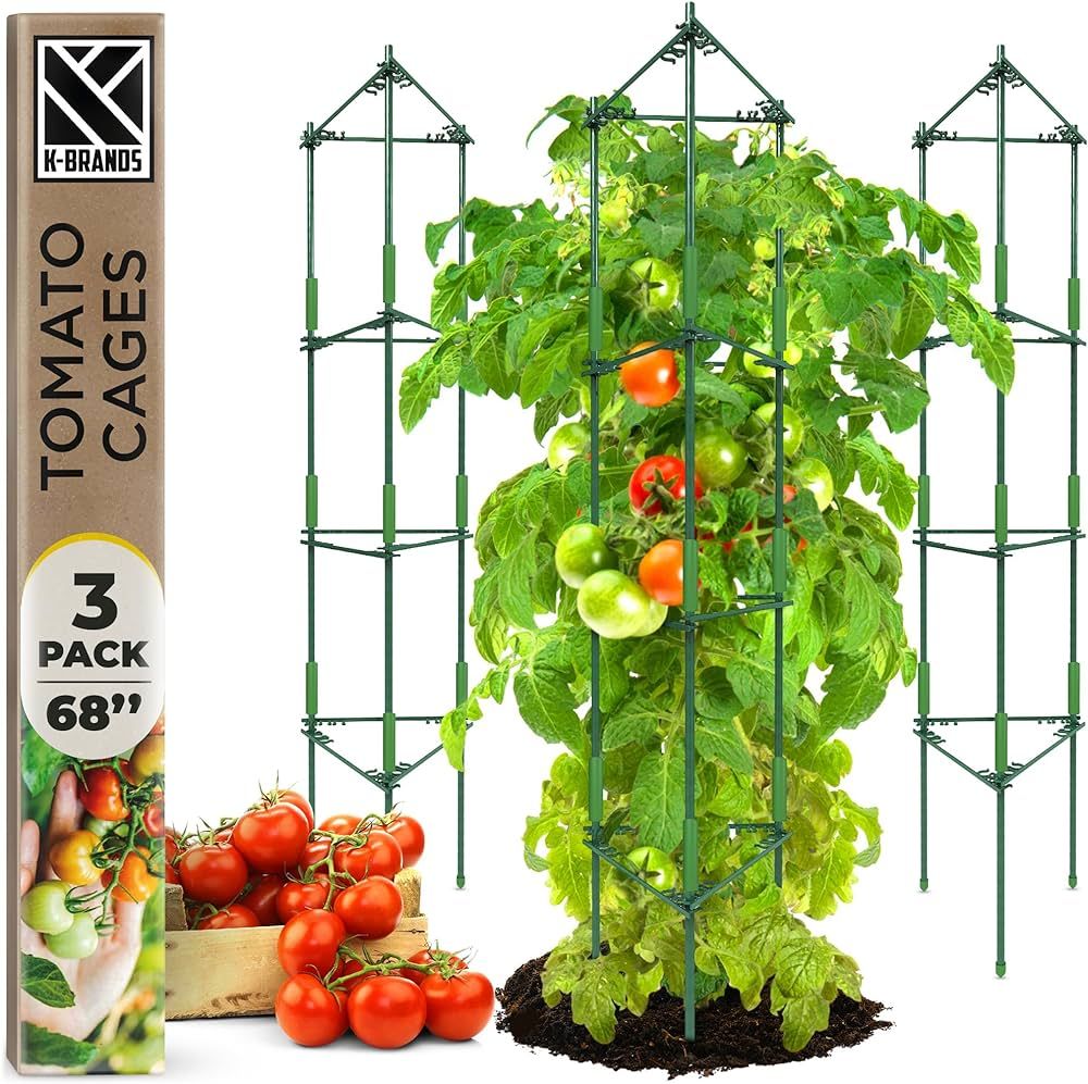 Tomato Cage - Tomatoes Plant Stakes Support Cages Trellis for Garden and Pots (3 Pack - Extra Tal... | Amazon (US)