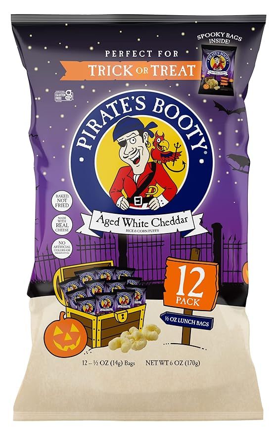 Amazon.com: Pirate Brands Pirate's Booty Cheese Puffs, Halloween Themed Healthy Kids Snacks, Aged... | Amazon (US)