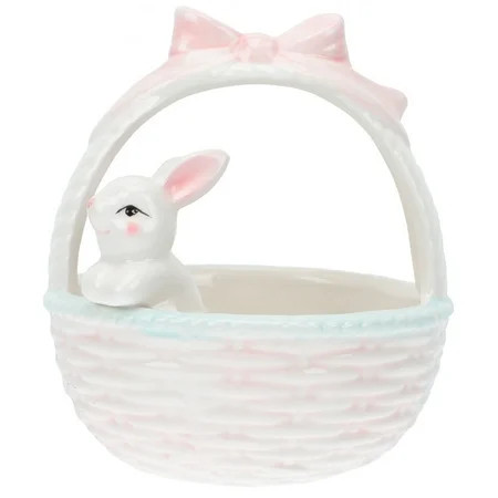 TINKSKY 1PC Ceramic Easter Rabbit Basket Adornment Household Desktop Decoration | Walmart (US)