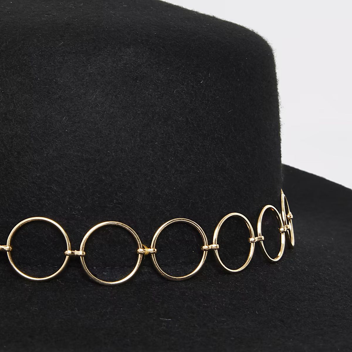 Black snaffle trim fedora hat | River Island (UK & IE)