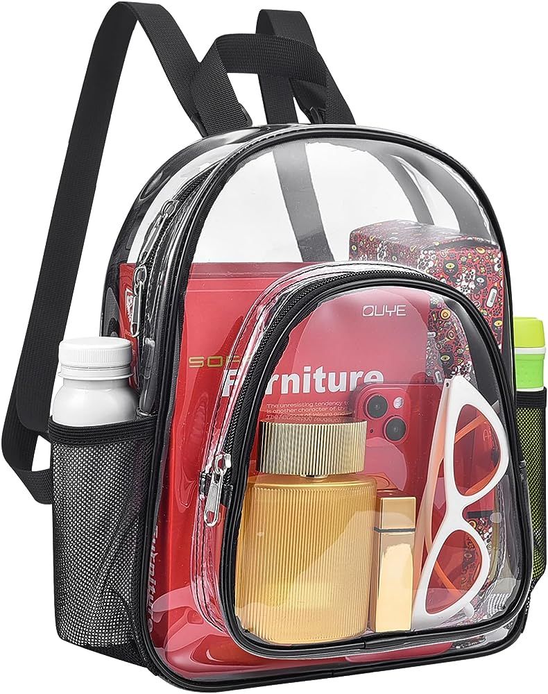 Small Clear Backpack Stadium Approved, Clear bag for Stadium Events with Reinforced Shoulder Stra... | Amazon (US)