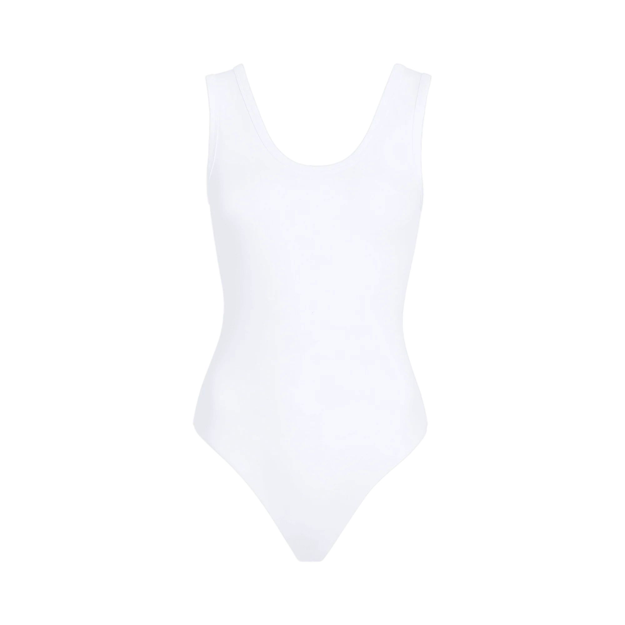 Seamless Scoop Tank Bodysuit | White | Nuuds US