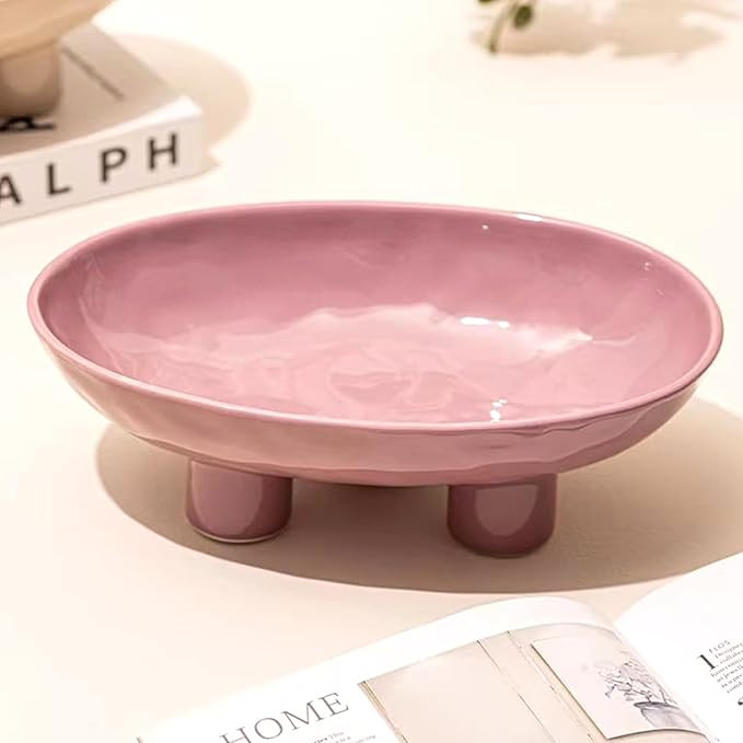 A ceramic plate fruits plate pastries snacks tray with three-legged green color home decor for ki... | Amazon (US)