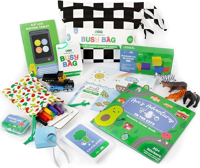 BapronBaby Feeding Littles Busy Bag (Black Checkerboard) - Toddler Travel Activity Kit, Restauran... | Amazon (US)