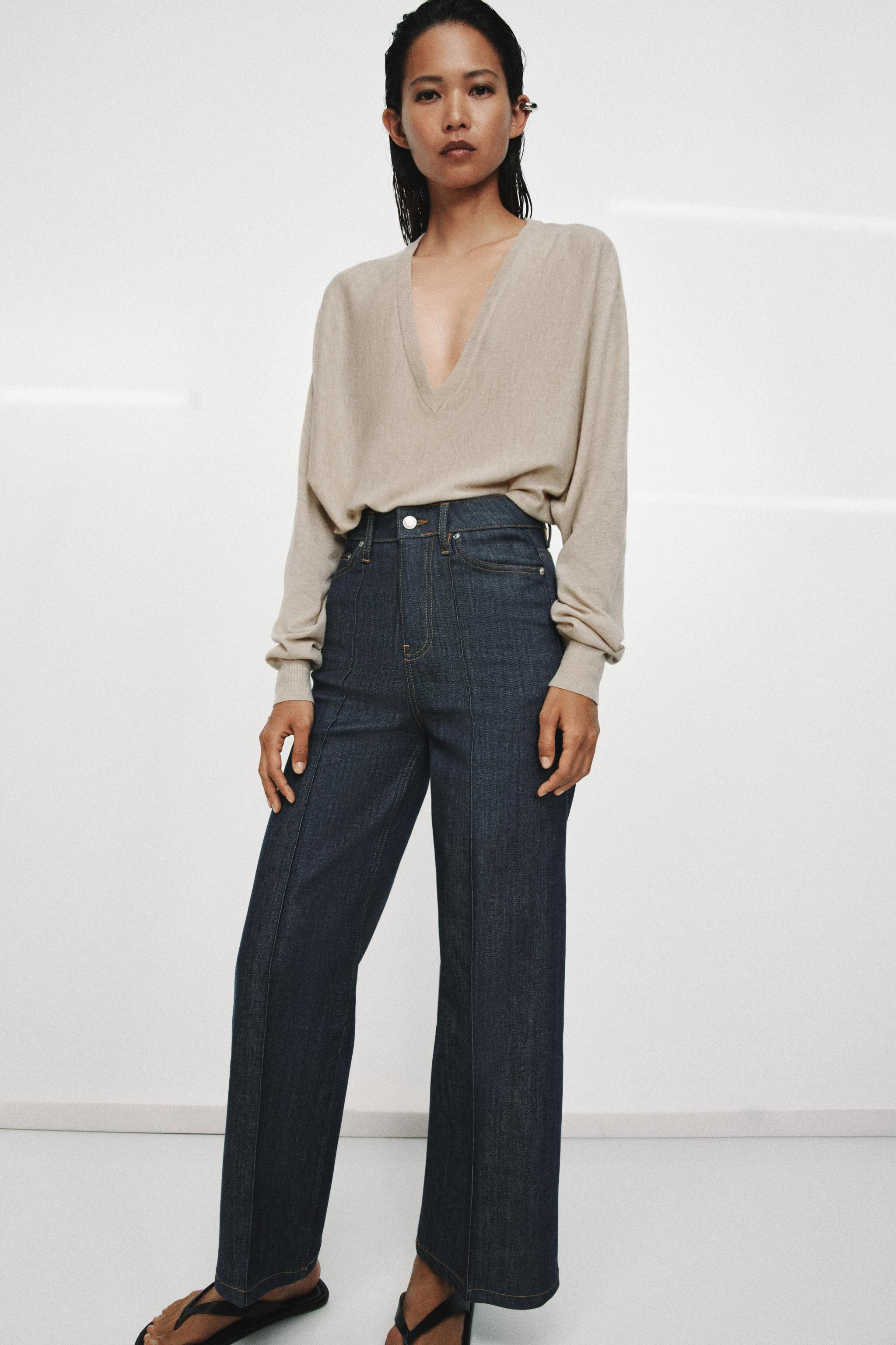 WOOL BLEND V-NECK JUMPER | Zara AU