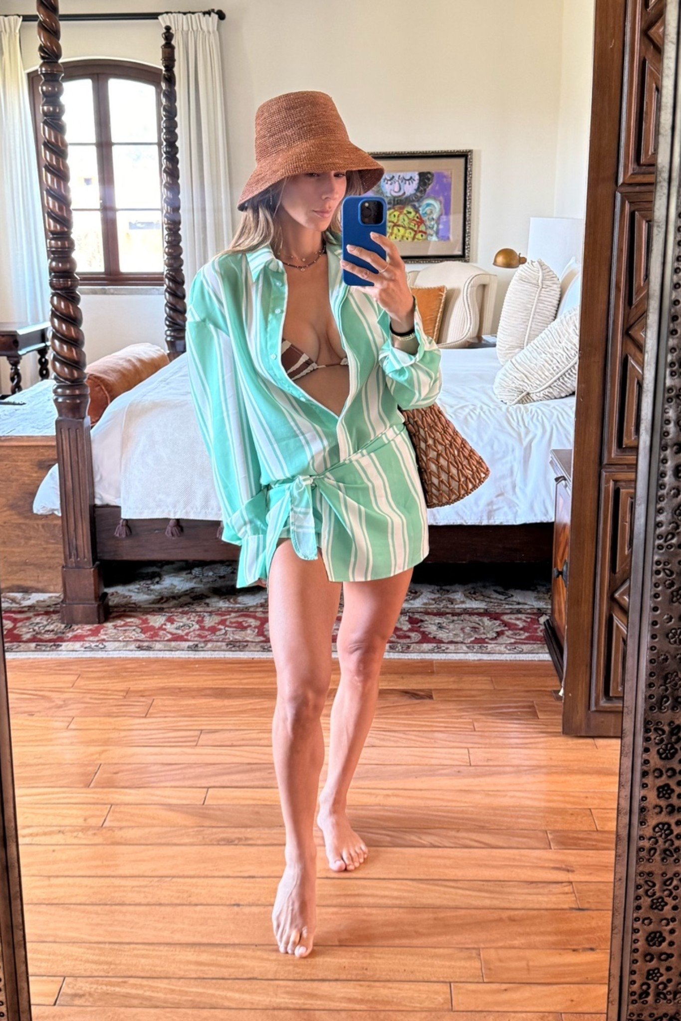 Size down in the mint set. Size up in the bikini. Amazing ysl beaded bag dupe xoxo

#LTKMothersDay #LTKgrwm #LTKootd
