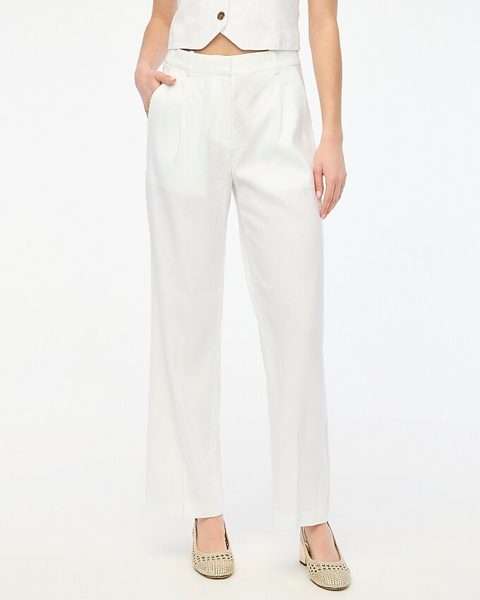Linen-blend wide-leg pleated trouser pant | J.Crew Factory