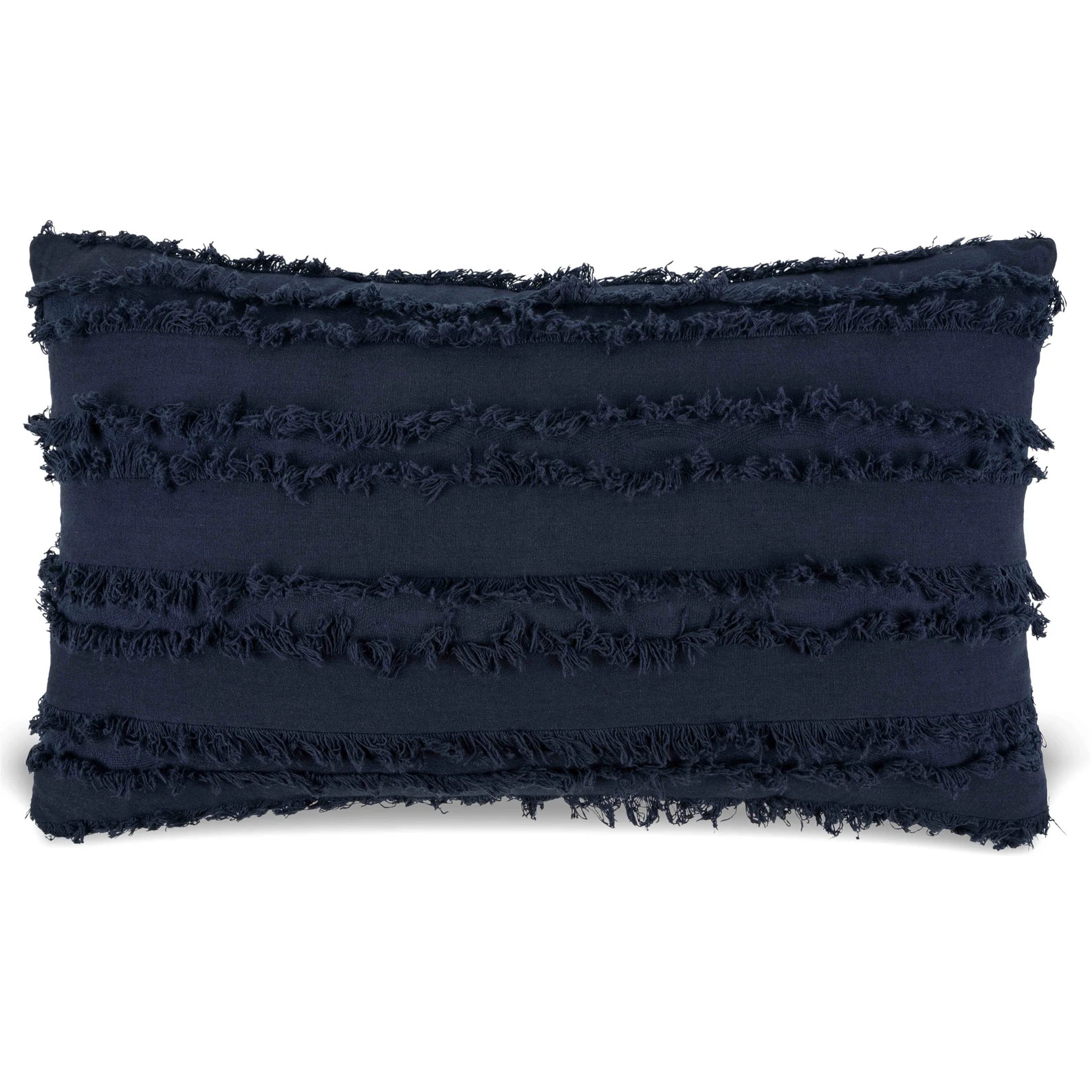 Solid Cotton Washed & Frayed Midnight Blue Boho Lumbar Pillow, Throw Pillow for Bedroom or Pillow... | Etsy (US)