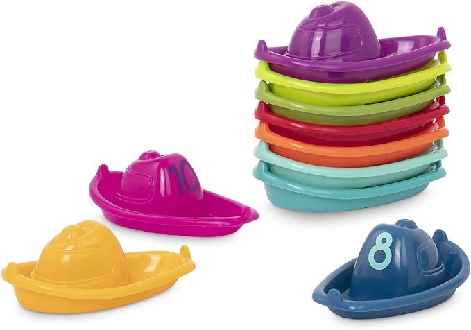 Battat – 10 Bath Boats – Numbered & Stackable Bathtime Toys – Floating Toy Boats For The Ba... | Amazon (US)