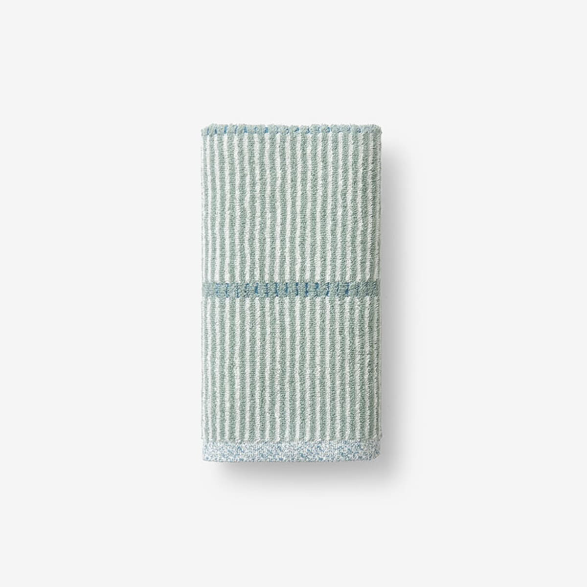 Narrow Stripe Reversible Cotton Hand Towel - Spa Green | The Company Store