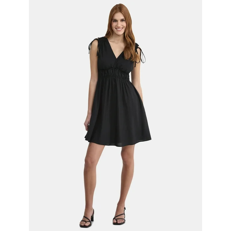 Time and Tru Women's and Women's Plus Tie Back Mini Dress, Sizes XS-4X | Walmart (US)
