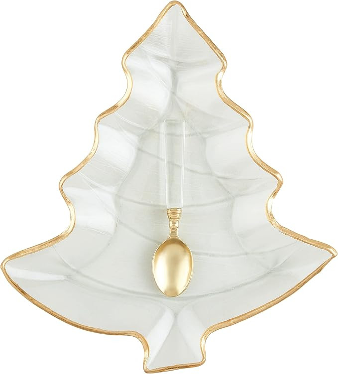 Mud Pie Gold Edge Glass Tree Platter, platter 11 1/2" x 10 3/4" | spoon 5 1/2" | Amazon (US)