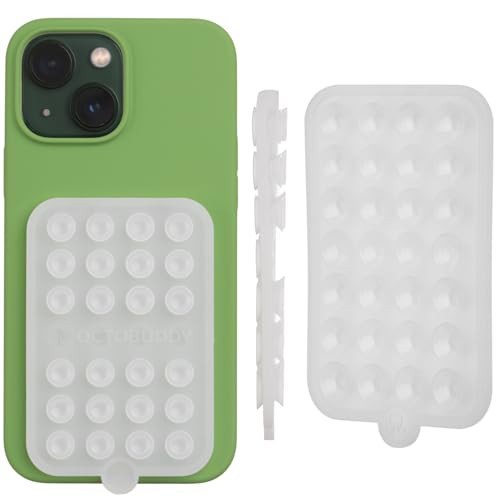 OCTOBUDDY Double - 2.5″ x 3.75″, Silicone Double-Sided Suction Phone Case Detachable Mount - Hands-Free, Strong Grip Holder for Selfies & Videos - iPhone & Android Compatible - Transparent | Amazon (US)