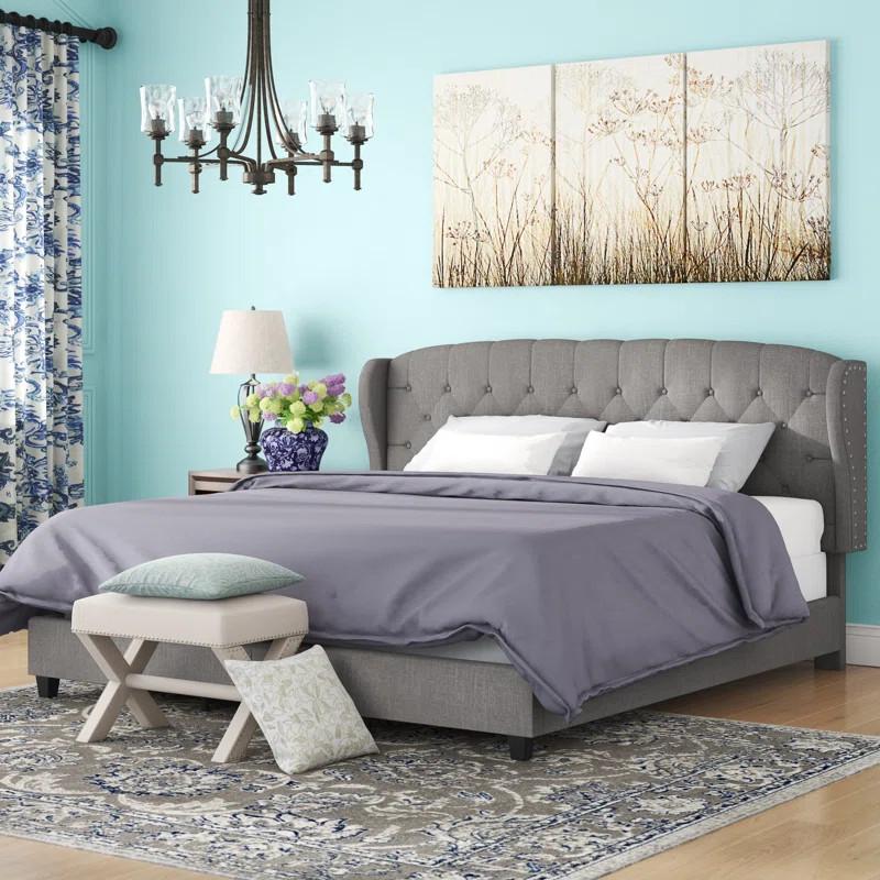 Scottsville Adjustable Diamond-Tufted Scalloped Edge Upholstered Standard Bed | Wayfair North America