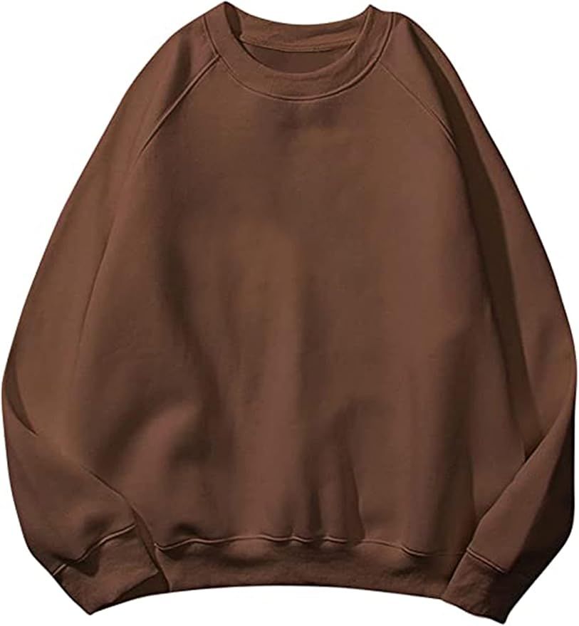 Lauweion Women Letter Print Graphic Fleece Oversized Sweatshirt Crewneck Long Sleeve Pullover Jum... | Amazon (US)