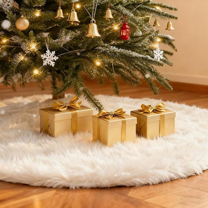 SYITCUN 60 Inch Faux Fur Christmas Tree Skirt, Extra Large Fluffy Xmas Tree Skirt for 6 to 9 FT C... | Amazon (US)