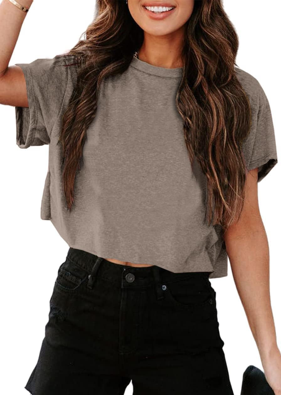UNCLECAT Womens Cropped T Shirts Summer Basic Short Sleeve Crop Tops | Amazon (US)