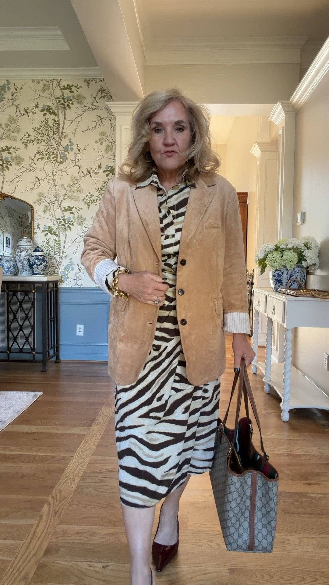 Church outfit. Found the dress in a couple places so you can find your size. I would recommend sizing up it runs a bit narrow in the middle and arms. I’m in an 8. 

The print is also available in pants and a blouse if you don’t want a dress. This would be great resortwear 

Faux suede blazer is gorgeous. Size down if petite! 

#LTKOver40 #LTKPetite #LTKWorkwear

#LTKSaleAlert #LTKOver40 #LTKWorkwear