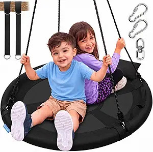 SereneLife Saucer Swing with Tree Hang Kit, 40” Outdoor Tree Swing, 2 Adjustable Hanging Rope S... | Amazon (US)